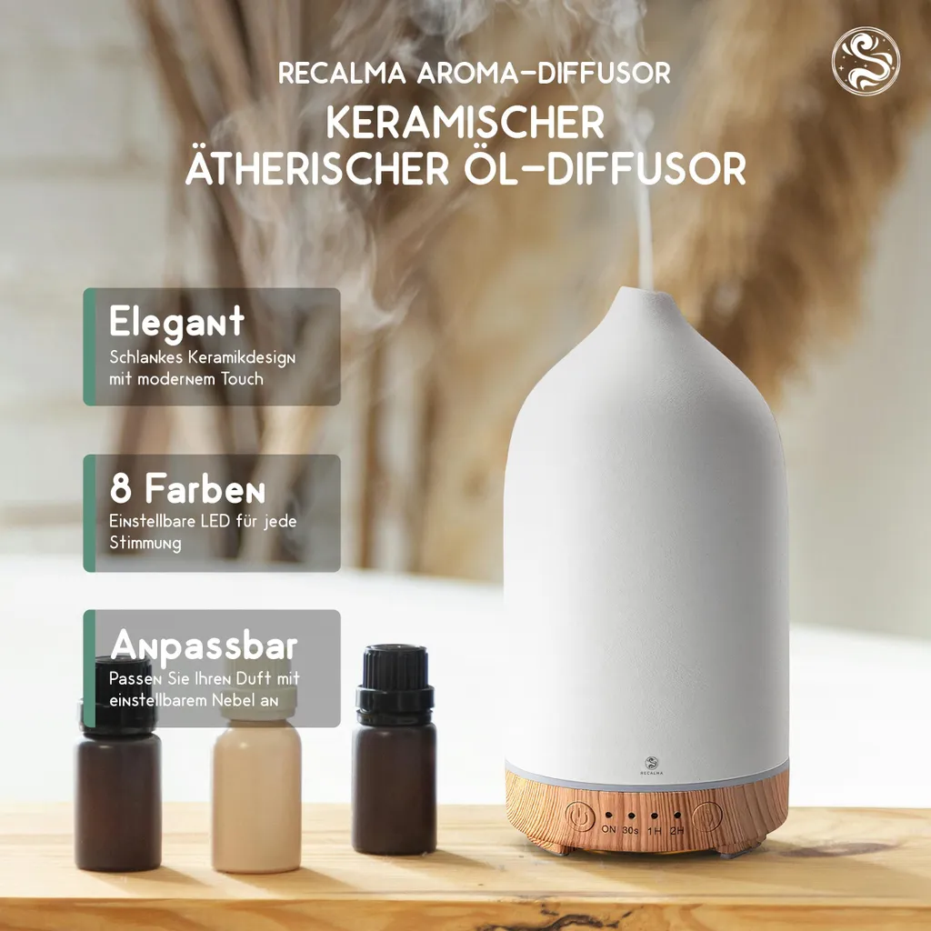 Diffuseur Aroma Céramique avec Mode Brume Réglable et Minuterie Précise - 2
