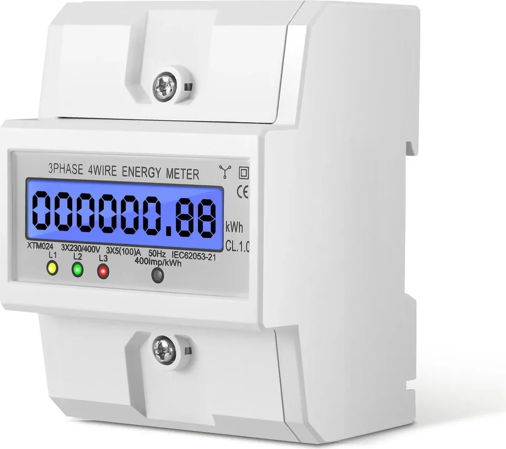 Misuratore kWh Digitale Guida DIN - Design Minimal Bianco