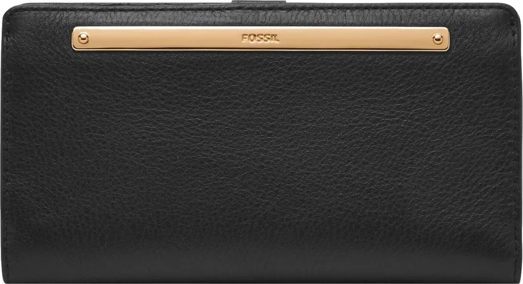 Portefeuille Tout-en-un Liza Slim Bifold Fossil Noir en Cuir Véritable