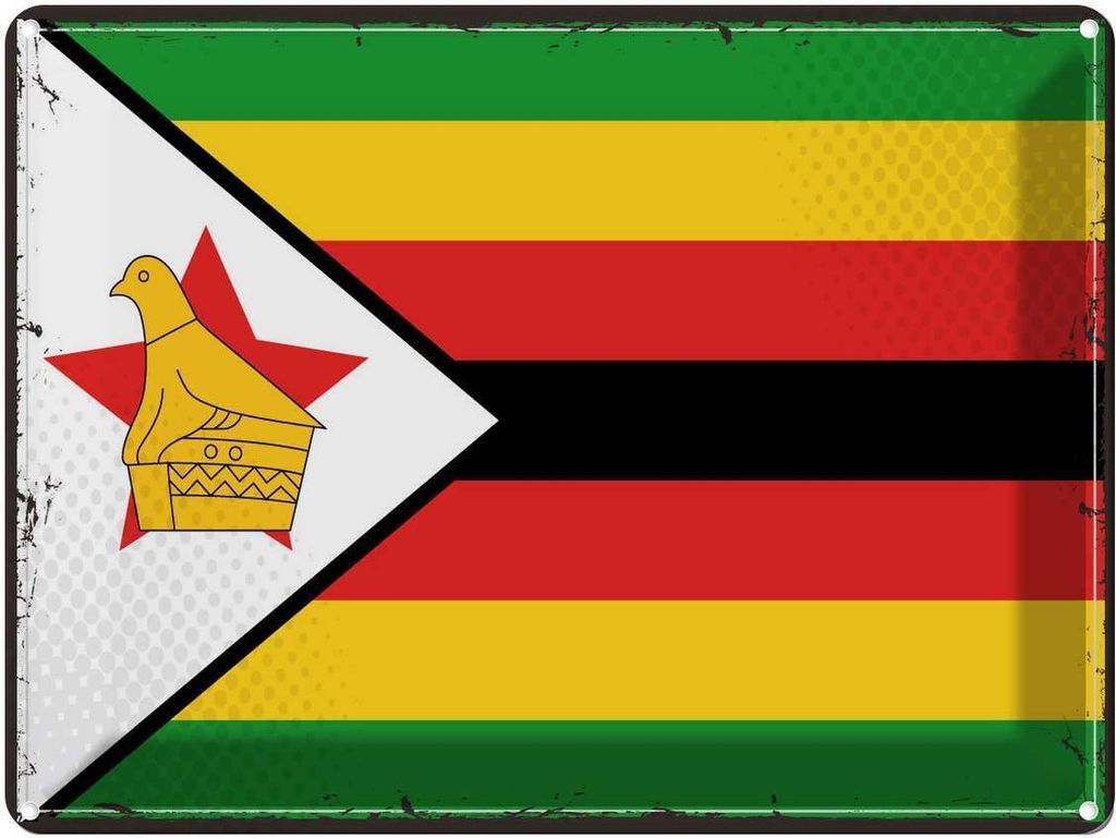 vianmo Blechschild 30x40 cm Simbabwes Retro Zimbabwe Flagge Abenteuer Reisen Fahne Wappen