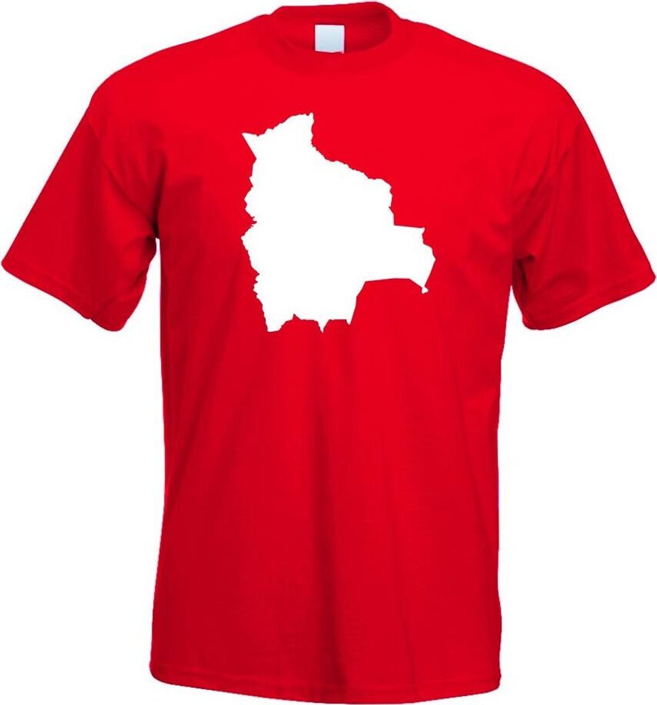 Kiwistar - T-Shirt - rot - Bolivien Umriss Kontur Herren Funshirt Bedruckt Design Sprüche Spruch Motive - mit Motiv Bedruckt - Funshirt Design - S...
