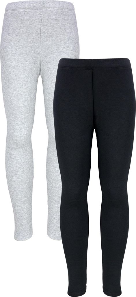 TupTam Mädchen Leggings 2er PACK Winterleggings Thermo Hohe Taille Leggins Gefüttert Fleece, Farbe: 2er Pack Schwarz / Grau Meliert, Größe: 122