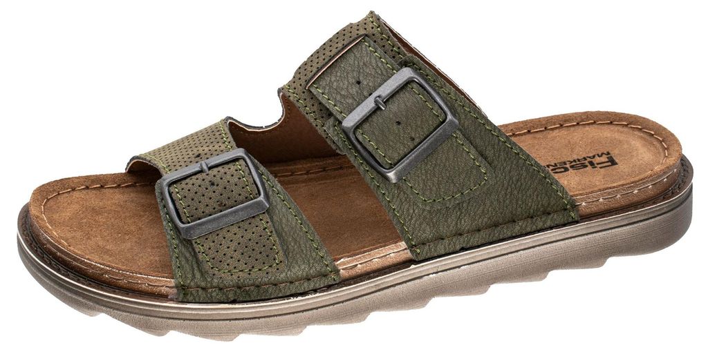 Fischer Herren Pantolette zwei Riemen Lederdecksohle Lars 526661, Größe:46 EU, Farbe:Braun