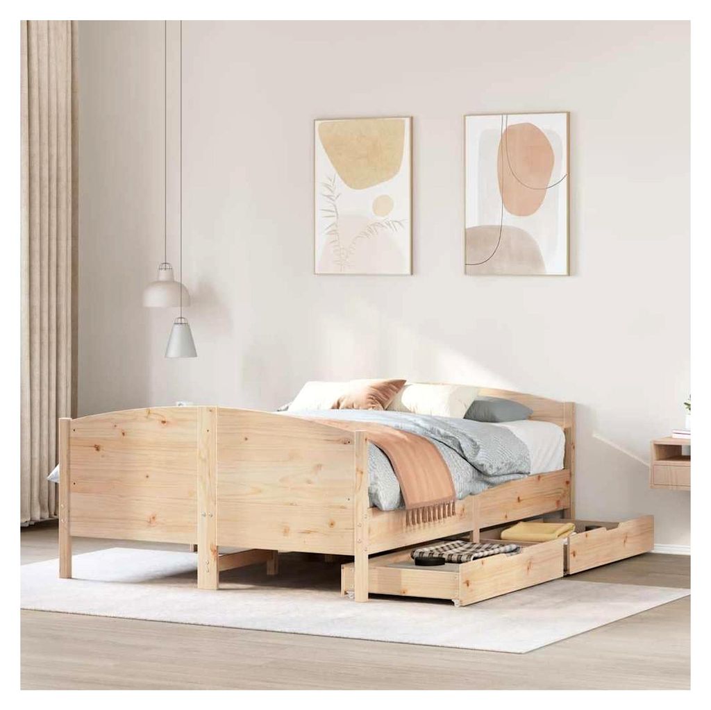 Bettgestell ohne Matratze 140x190 cm aus massivem Kiefernholz