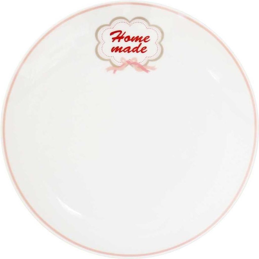 Krasilnikoff Kuchenteller HOME MADE Weiß mit Rosa Rand 20 cm