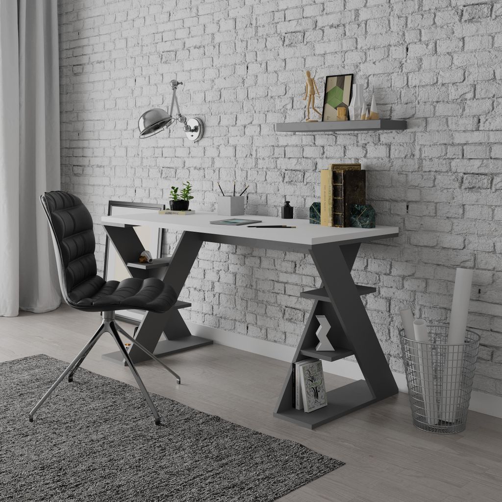 Papillon Table De Travail - Blanc - Anthracite Image du produit 
