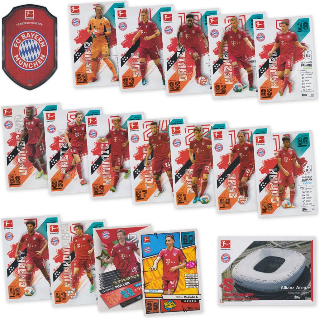 18 Cartes Match Attax Bundesliga Bayern Munich Base Star Club Stadion