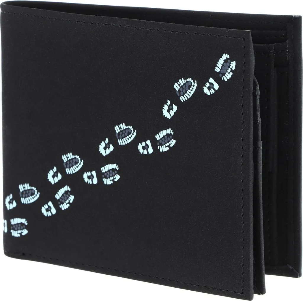 oxmox portafoglio New Cryptan Querscheinbörse Footsteps Print Cyan Black nero