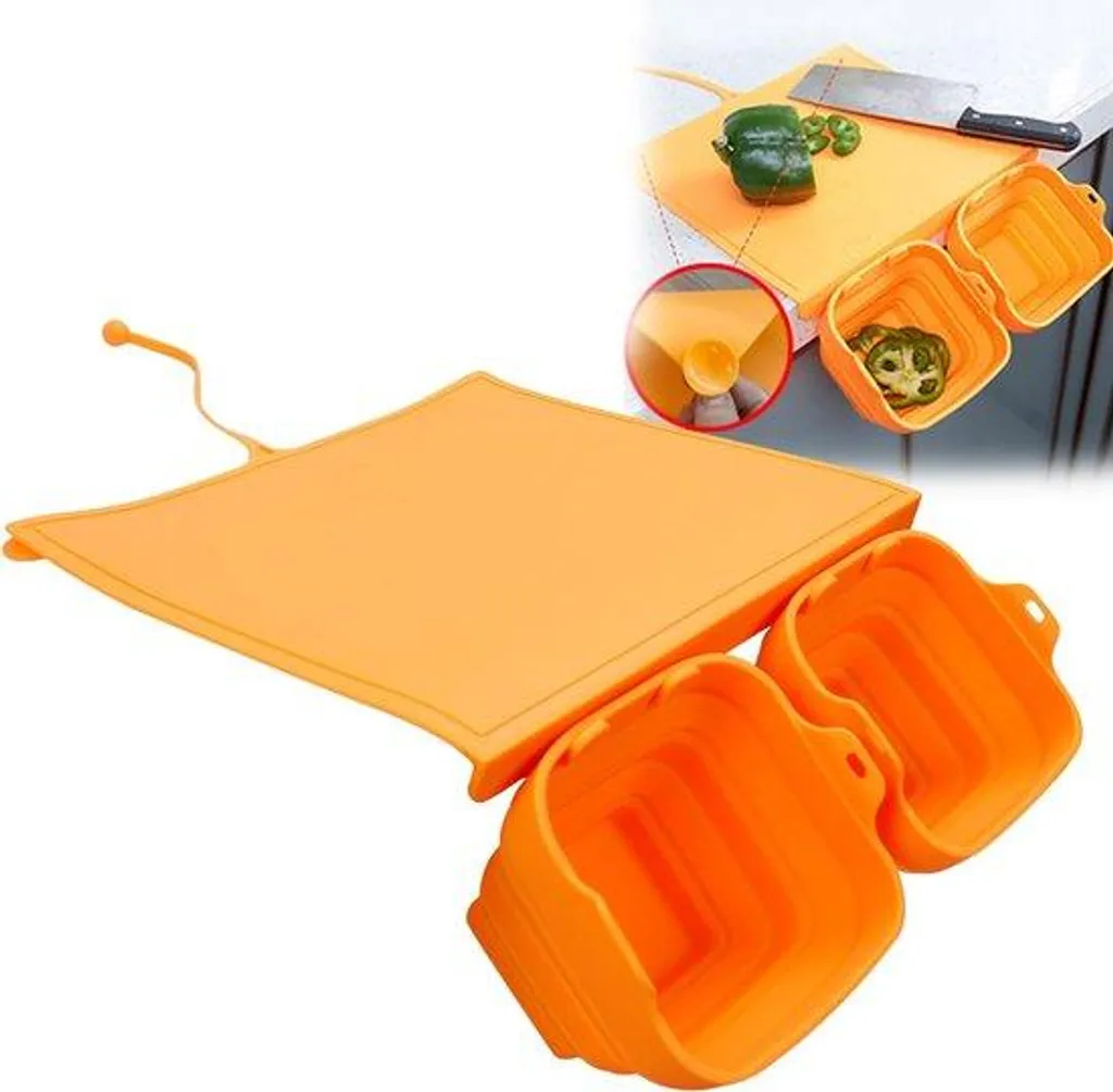 Planche à découper en silicone orange : finis les plans de travail sales