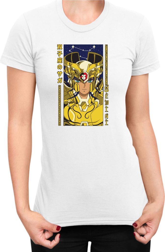 Damen T-Shirt Japan Anime Manga Saint Anime Seiya Gemini Gemini, Lady M / Weiß