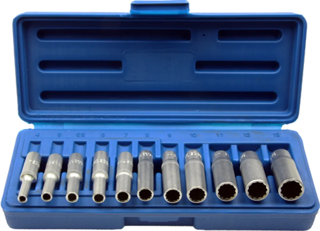 Douilles 12 pans VIELZAHN 1/4" profil long - Set de 11 douilles 4-13 mm