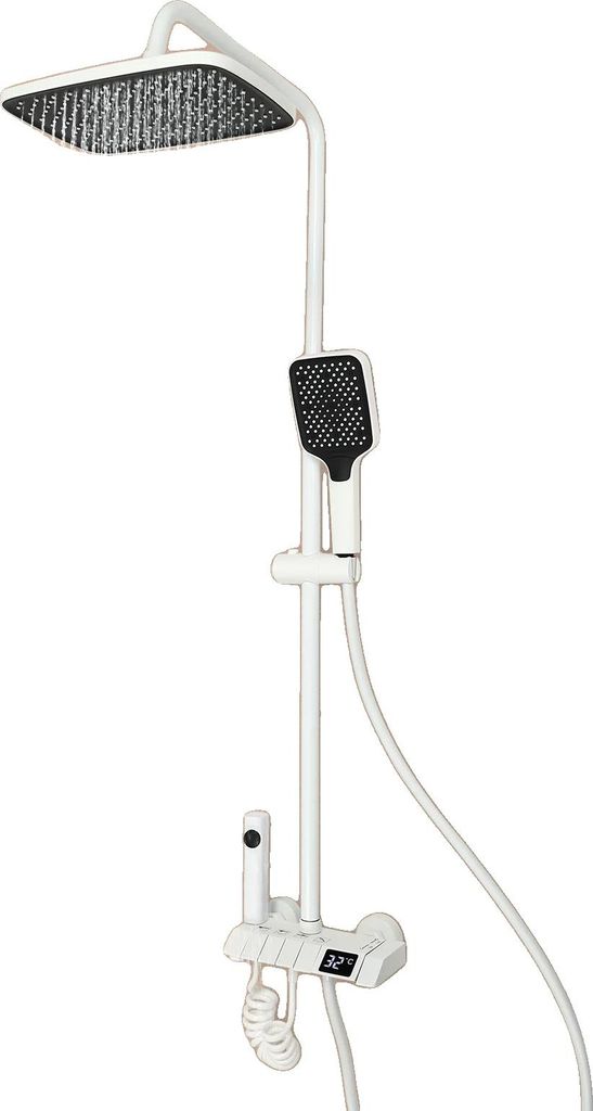 Regendusche-System, 27,5 cm Duschkopf, Wandmontage, Messingkonstruktion, 3 Wasser-Modi, Bar-Form