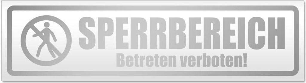 Kiwistar Sperrbereich betreten verboten Magnetschild Schild magnetisch - 45cm Silber - Magnetfolie für Auto PKW Kfz