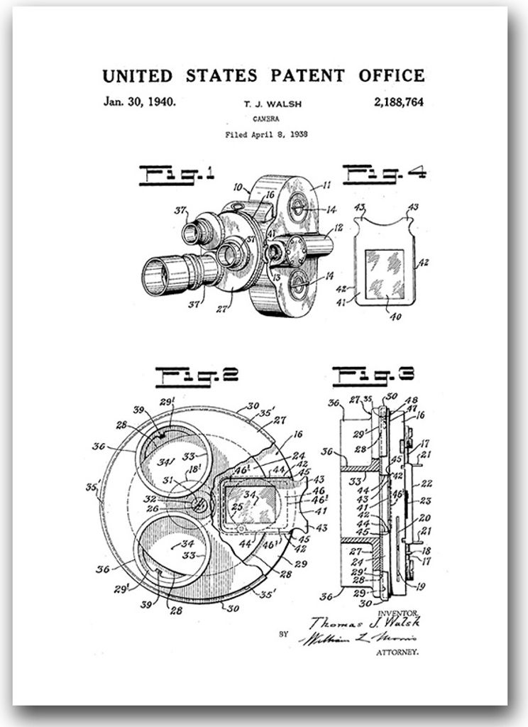 Poster - Canvas - Leinwand - 59,4 cm x 84,1 cm - Fotoposter - Leinwandkunst - Ein Patent für eine Filtervorrichtung Bell & Howell