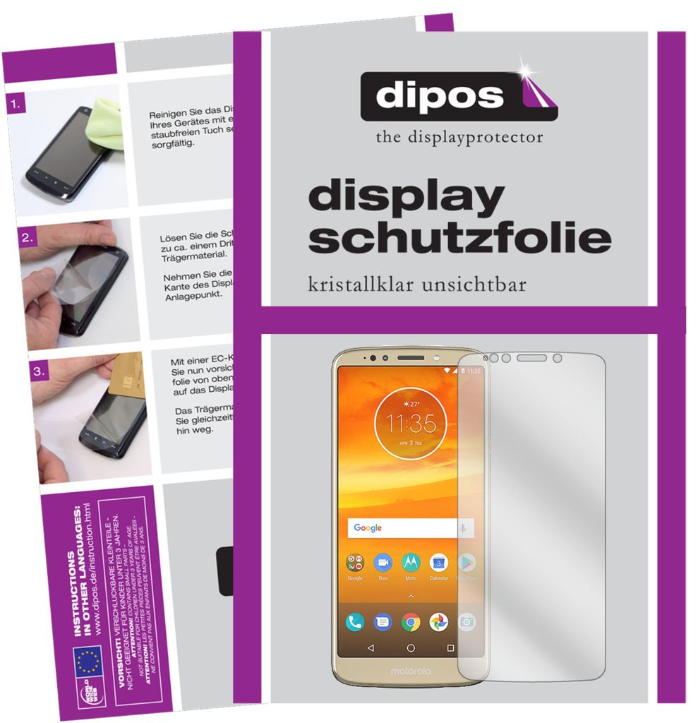 3+3x Schutzfolie für Motorola Moto E5 Supra klar Displayschutzfolie Display