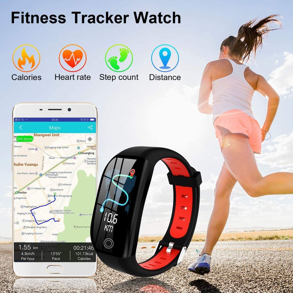 Smartwatch Fitness Smart Armband Tracker Wasserdicht Sportuhr für IOS Android 