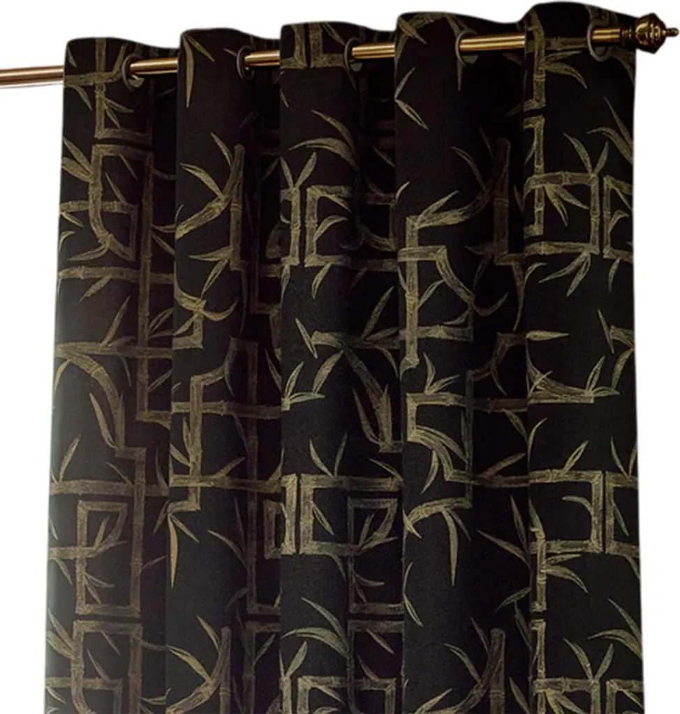 Paoletti Rideaux à œillets Jacquard motif bambou RV3674 Noir 229x137cm