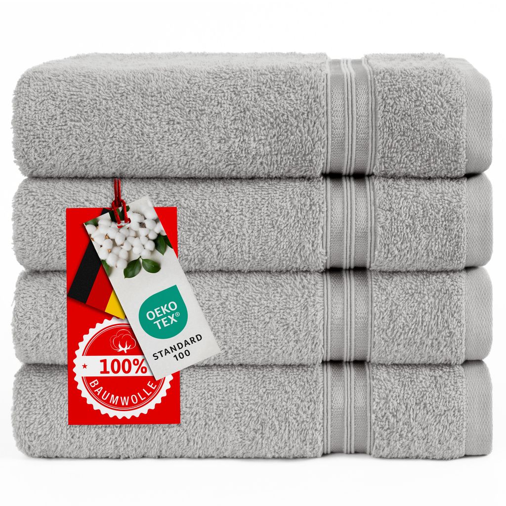 Hammetex Handtücher 4er Set 50x100 cm – 100% Baumwolle Frottier, , mit Aufhängeschlaufe