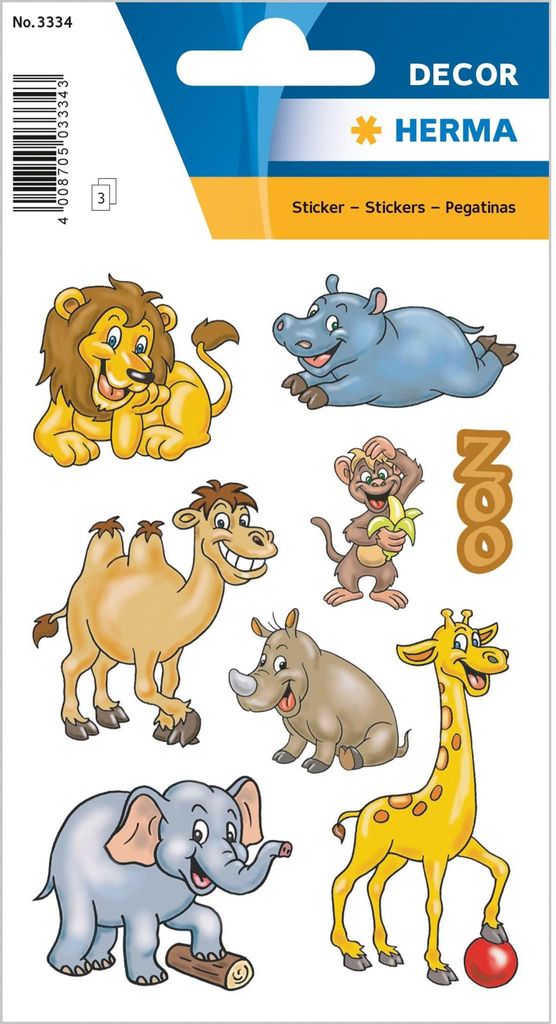HERMA Sticker DECOR "Zootiere" 3 Blatt à 8 Sticker