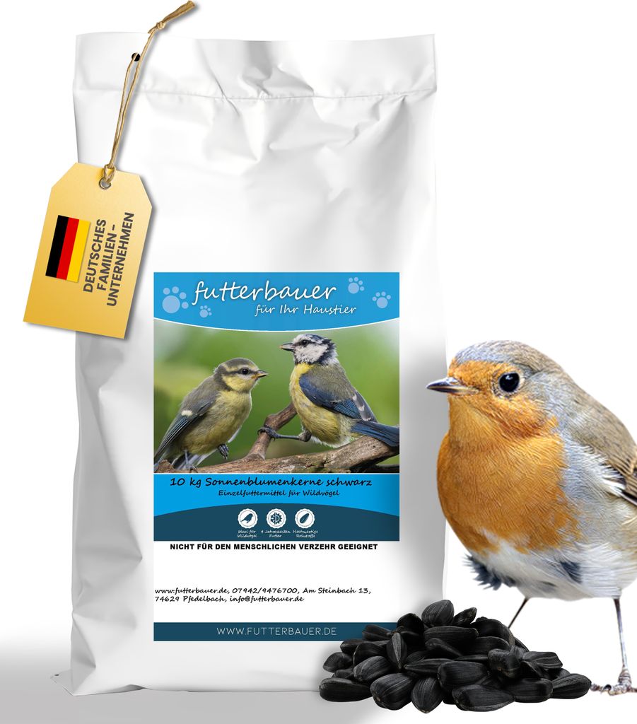 10 kg Sonnenblumenkerne schwarz Ernte 2025 Vogelfutter Ganzjahresvogelfutter