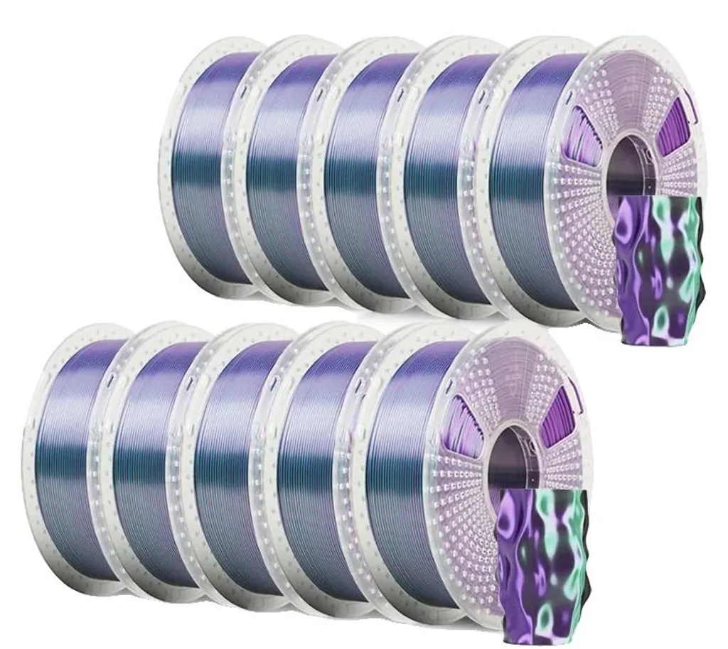 Filament PLA 3D anti-noeud vert violet pour impressions sans échec