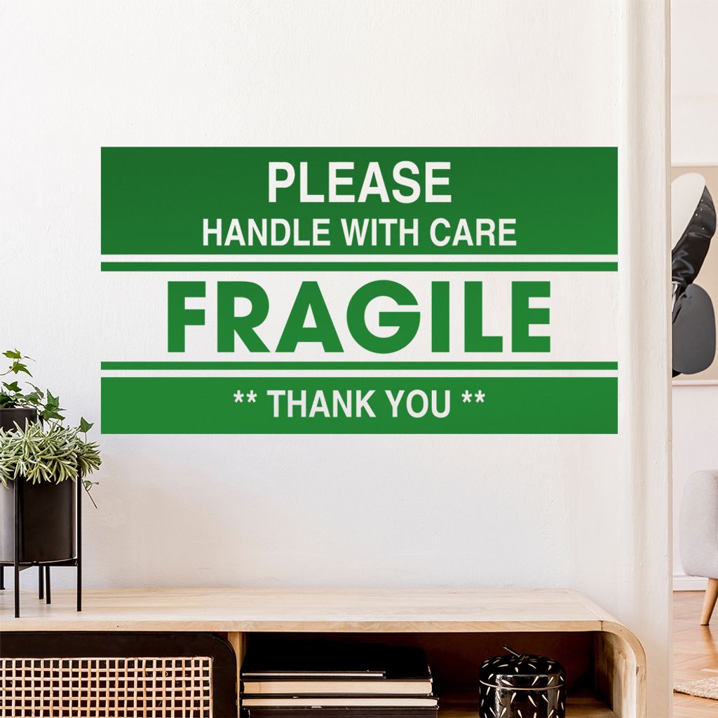 FRAGILE - please handle Wandtattoo Wandaufkleber Wall Sticker - Dekoration, Küche, Wohnzimmer, Schlafzimmer, Badezimmer