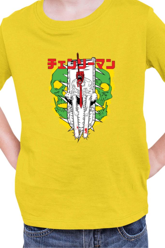 Kinder T-Shirt Manga Japan Anime Comics Animation Chainsaw Anime manga Man 01, 9-11 Jahr - 140 / Gelb