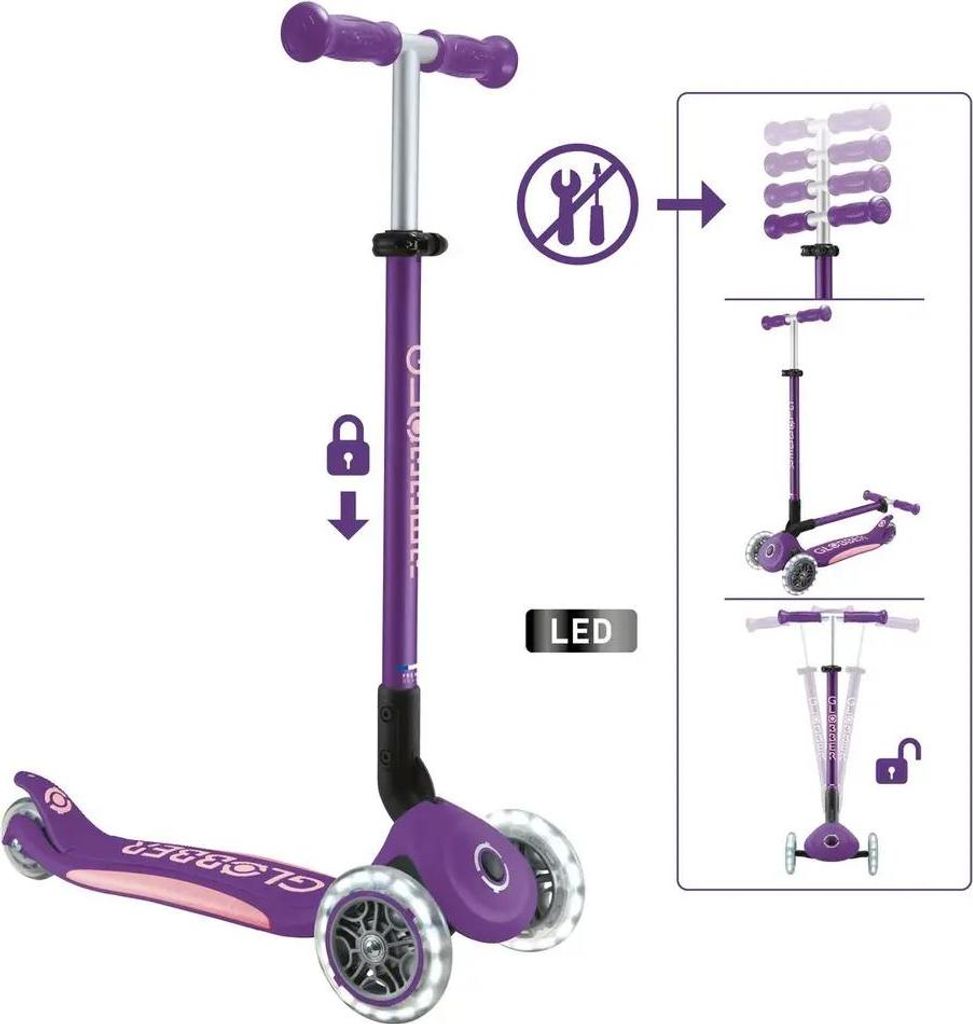 Globber GLOBBER ELITE LIGHTS lila, mit Leuchtrollen Produktbild 