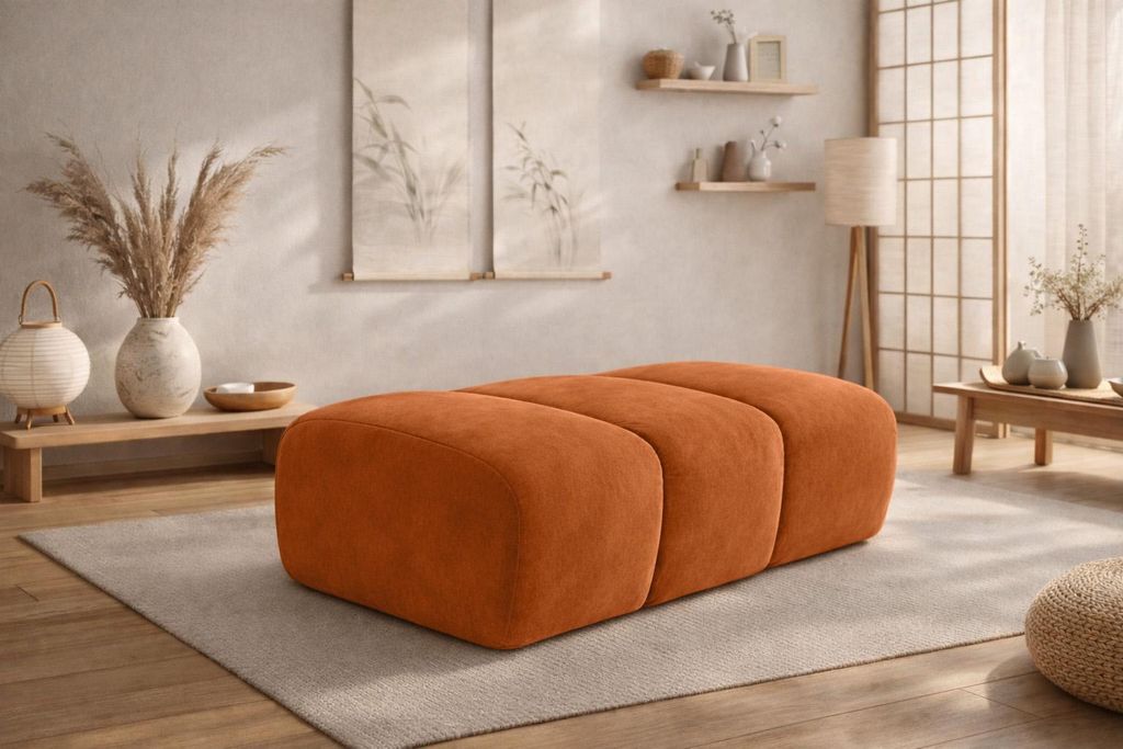 Kaiser Möbel Pouf modular, Veloursstoff Bluvel, Zimtfarbe, CROISSANT