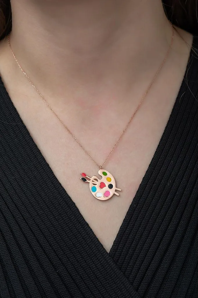Collier créatif en argent 925, cadeau idéal pour artiste ou étudiante
