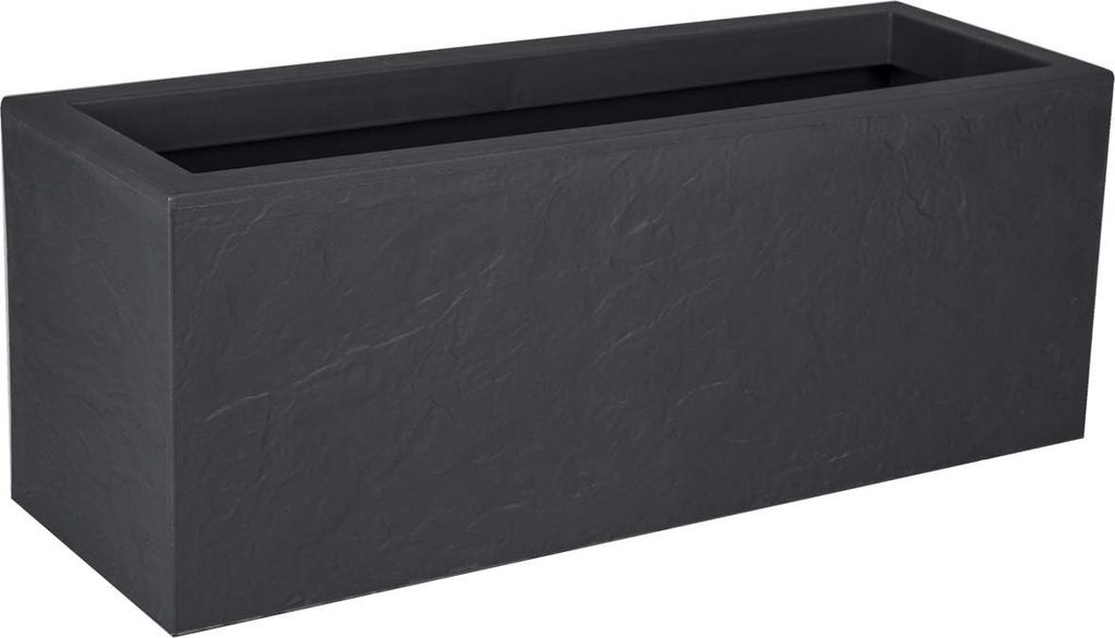 A rectangular planter with a stone effect texture.