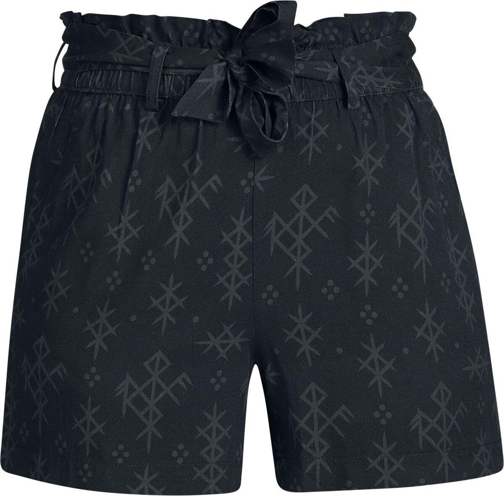 Black Premium by EMP Damen schwarze Shorts mit Allover-Print und Gürtel M