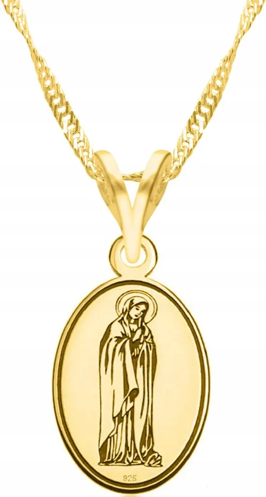 Collana con medaglione d'oro Maria, argento 925, 42+3cm