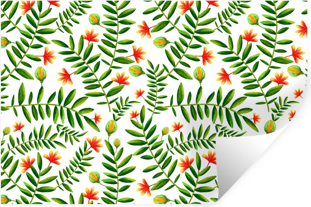 MuchoWow Wandtattoo Wandsticker Wandaufkleber Dschungel - Blätter - Flora 30x20 cm Selbstklebend und Repositionierbar - Wierderverwendbar - Selb...