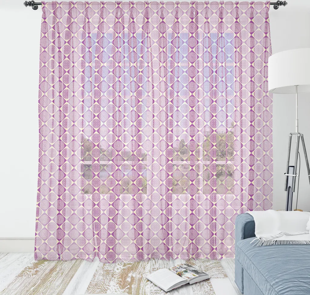 Decorazione Parete Etnica ABAKUHAUS 160x274 cm - Satin Giallo Viola - 1