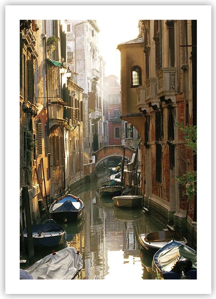 Poster - Poster ohne Rahmen - Venedig Brücke Wasser Haus - 50x70 cm - Wand Bild - Wanddeko - Wandbilder - Kunstposter - Wandposter - Bilder - Kuns...