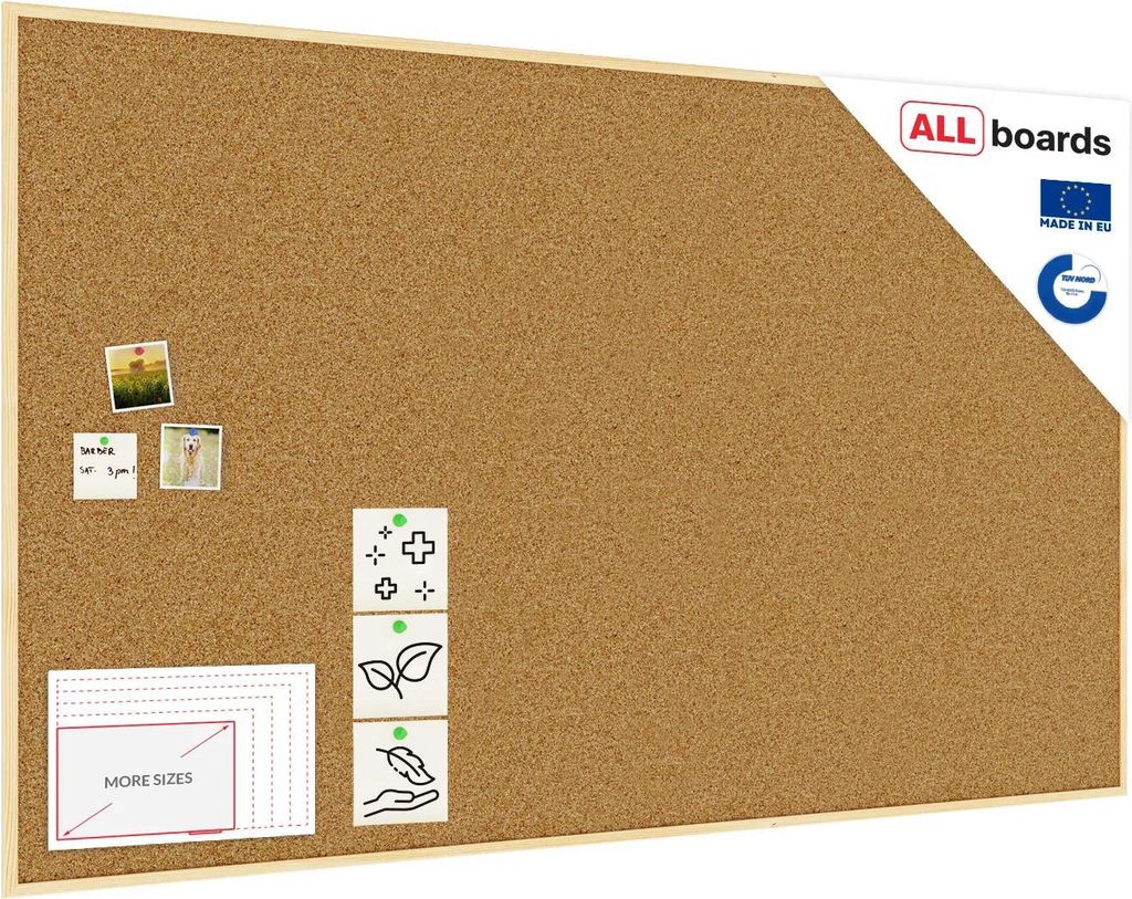 Bacheca in sughero (cornice in legno) 200x120 cm Immagine del prodotto 