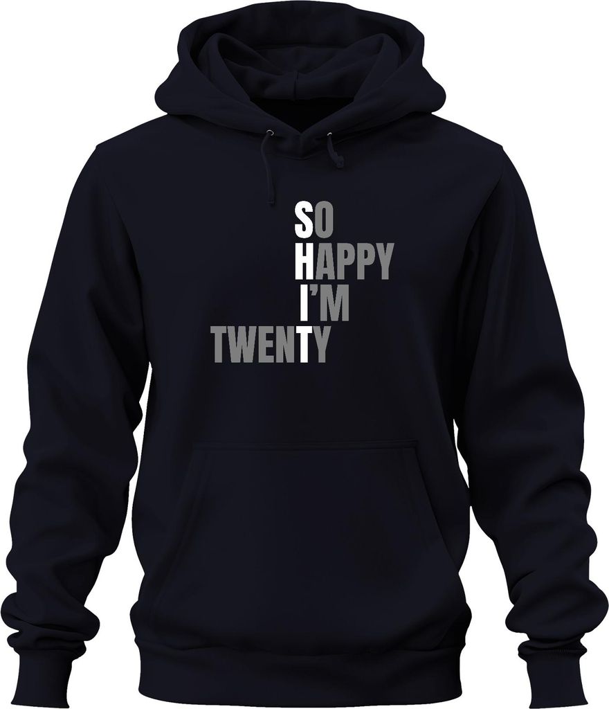 So happy I'm Twenty 20ter Geburtstag Geschenk 20 Jahre lustig Retro Uni Hoodie Kapuzenpullover, Navy, 3XL