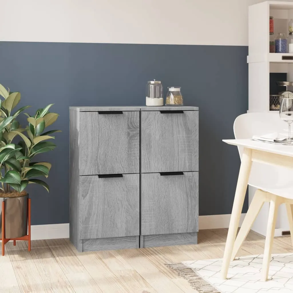 vidaXL Credenze 2 pz. Grigio Sonoma 30x30x70 cm Materiale a base di legno