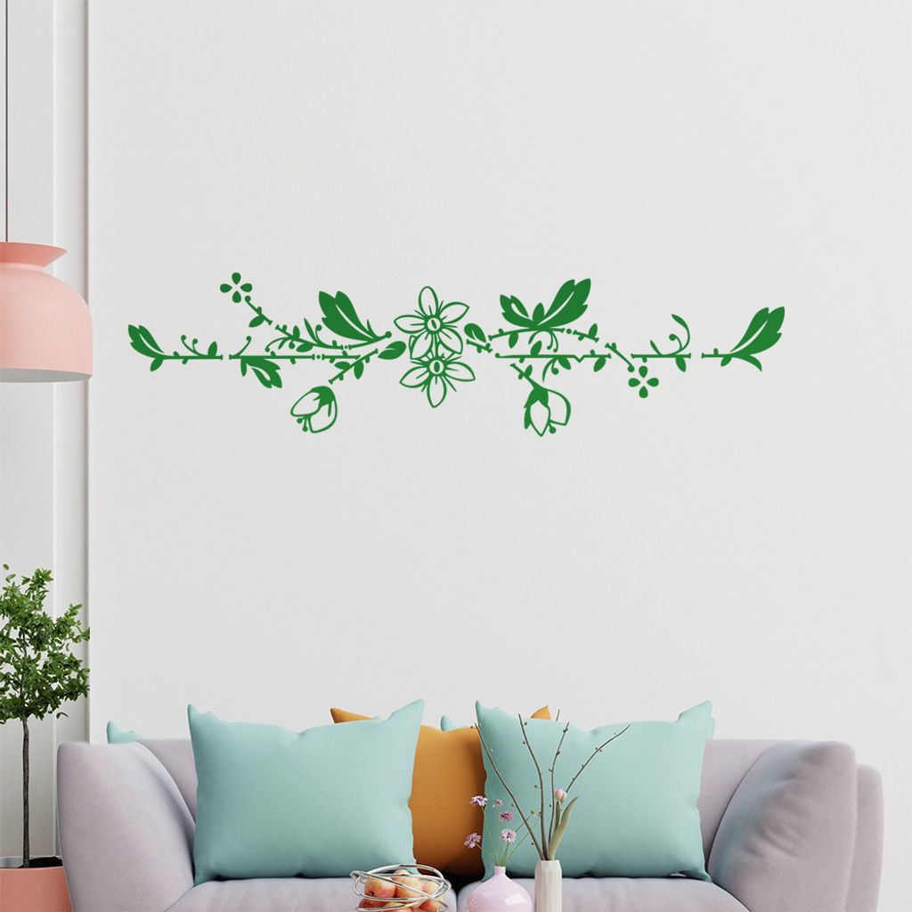 Blumenranke - Linien Wandtattoo in 6 Größen - Wandaufkleber Wall Sticker - Dekoration, Küche, Wohnzimmer, Schlafzimmer, Badezimmer