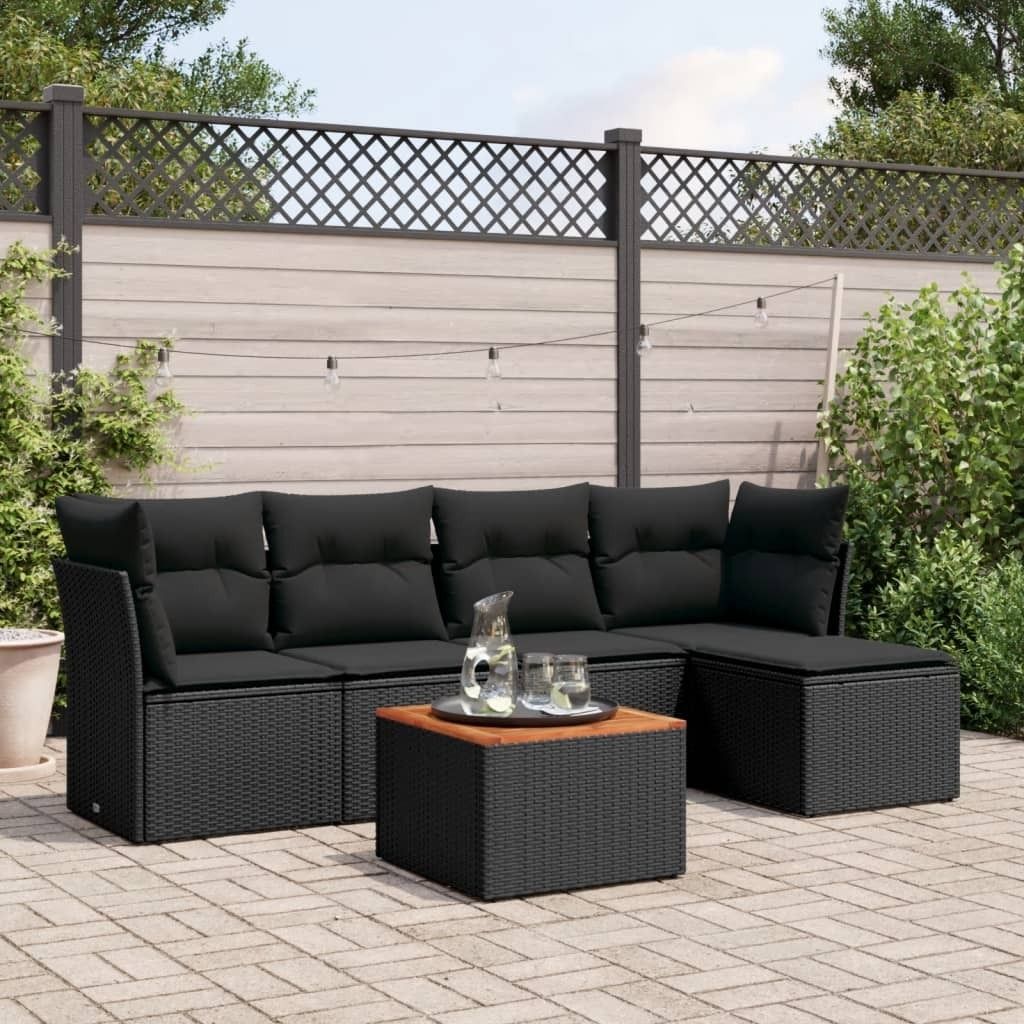 Maison Exclusive - 6-tlg. Garten-Sofagarnitur mit Kissen Schwarz Poly Rattan