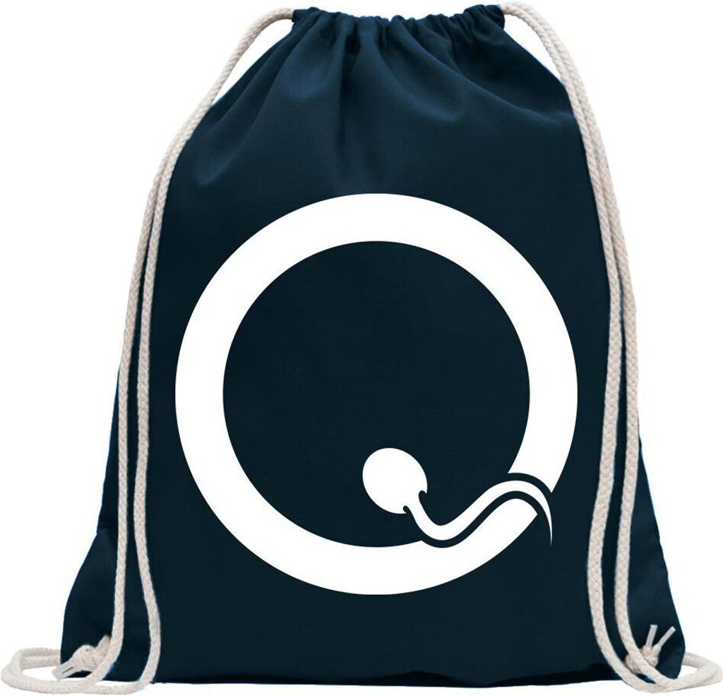 Kiwistar - Turnbeutel - dunkelblau - Sperm - Fun Rucksack Sport Beutel Gymsack Baumwolle mit Ziehgurt