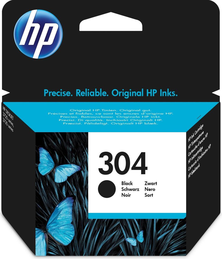 HP Oryginalny czarny wkład atramentowy 304, Standardowy, Zdjęcie produktu 