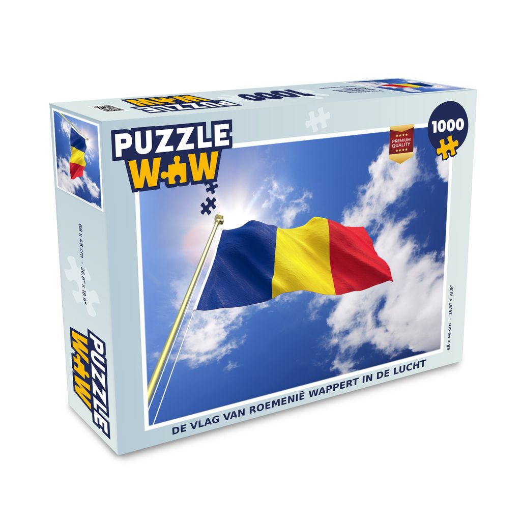MuchoWow Puzzle 1000 Teile Rumäniens Flagge weht am Himmel - Erwachsene - Rätsel