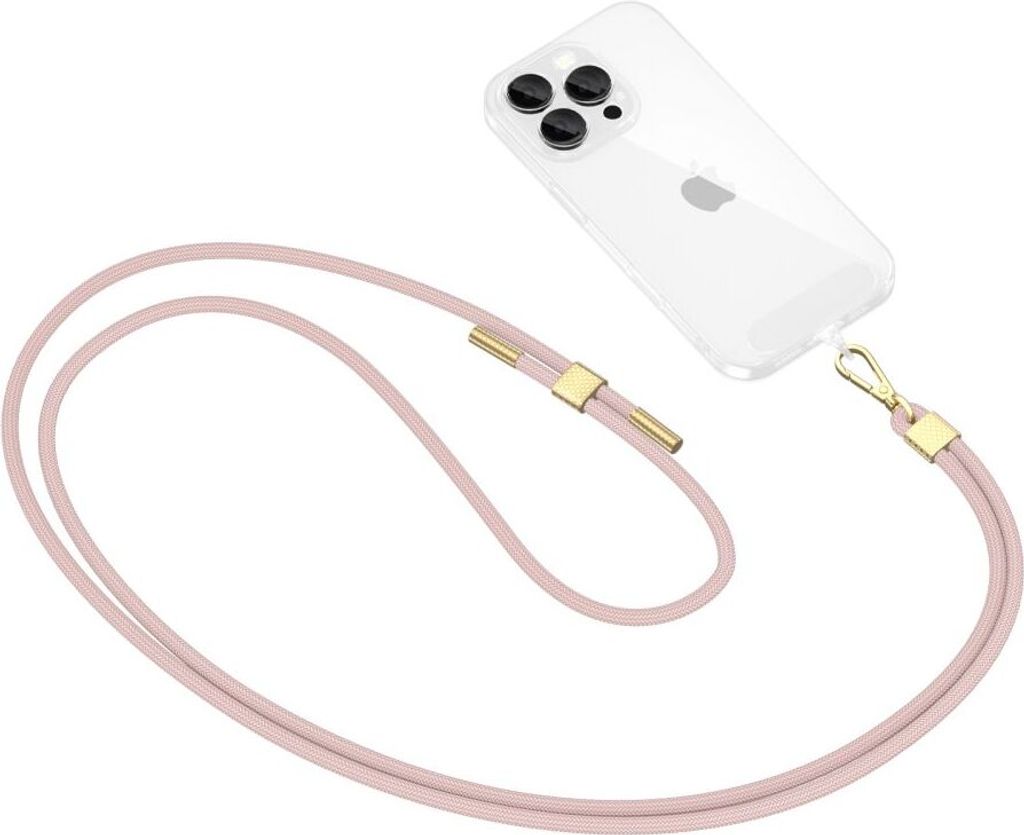 Tech-Protect C2S Rope Crossbody Strap Baby Pink/Gold Produktbild 