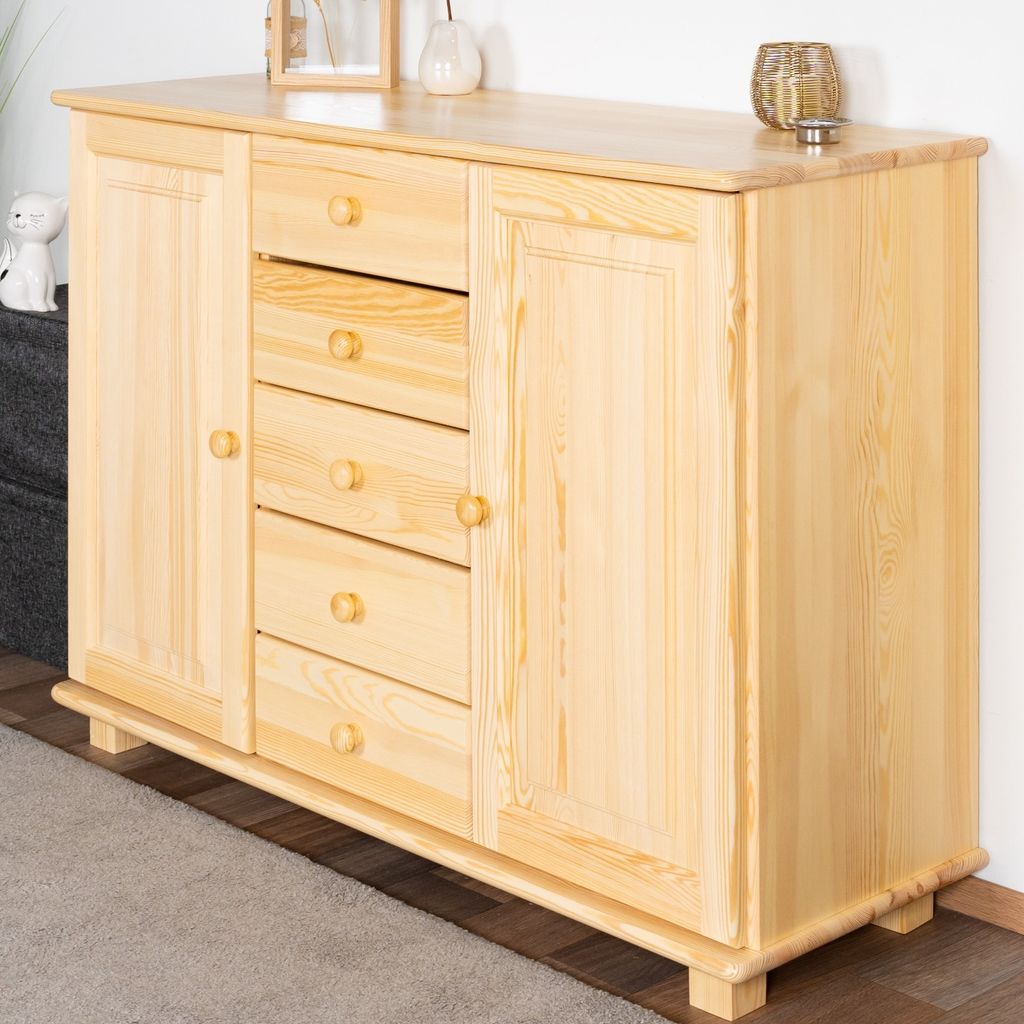 Sideboard, Kiefer massiv, Breite: 118 cm, Farbe: Natur