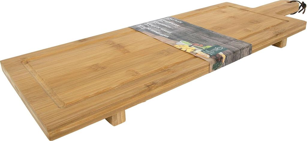 Holz-Servierbrett auf Fuß 58x19cm Produktbild 