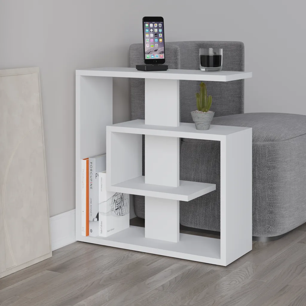 Comodino Saly Decortie Bianco 40x20x86 cm: Salvaspazio Moderno Elegante