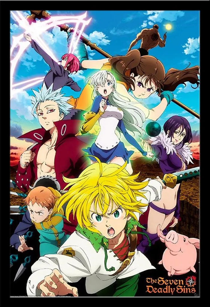 Poster Seven Deadly Sins Meliodas con Cornice Shinsuke MDF Nero - 61x91,5 cm