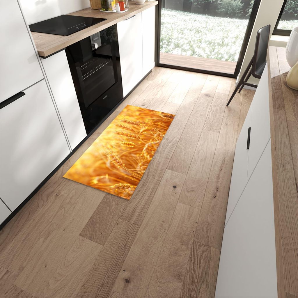 Küchenteppich 60x120cm rutschfest & abwischbar PVC Läufer - Sonnenuntergang von Weizenfeld